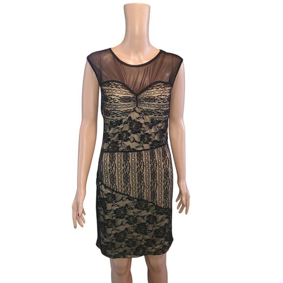 Catch My I Size L Floral Lace Bodycon Black  Y2K Mini Dress Mesh Whimsygoth - Picture 1 of 8